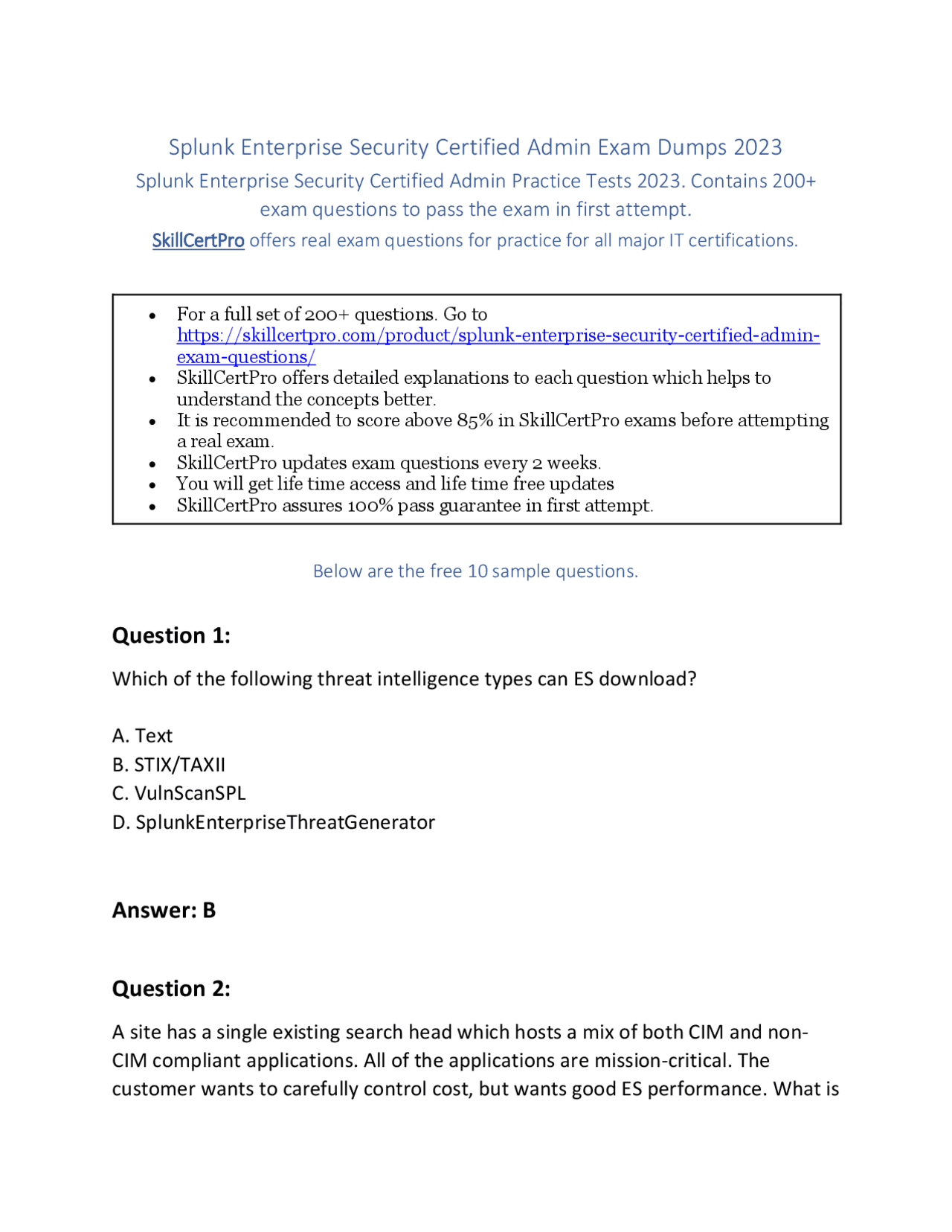 Splunk Enterprise Security Certified Admin Exam Dumps 2023 | Exercises ...