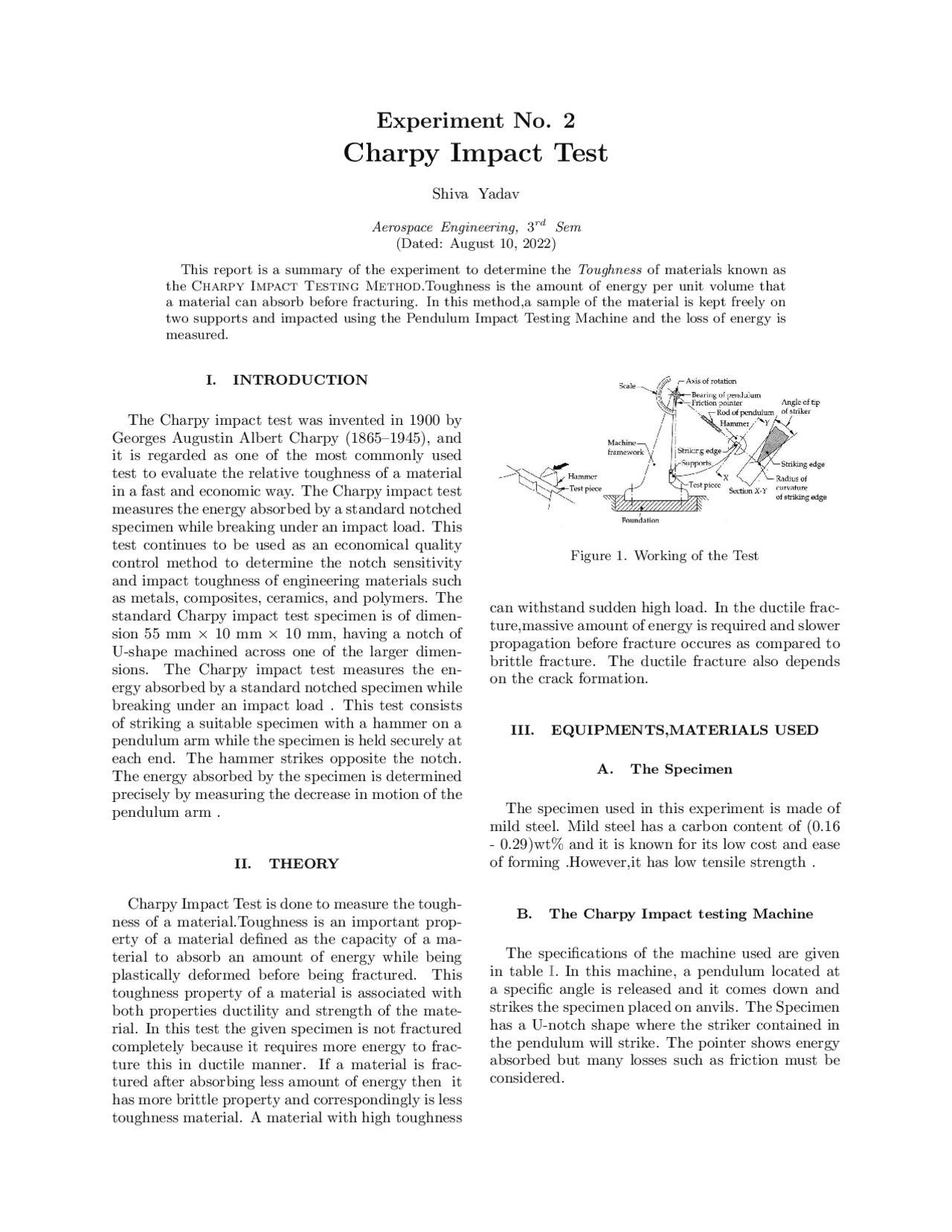 Charpy impact test report | Lab Reports Advanced Machining Processes ...