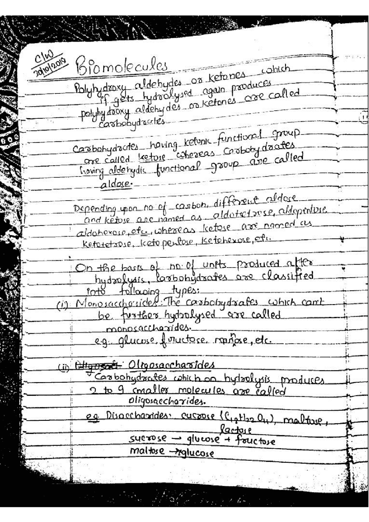 Biomolecules Notes For Revision Study Notes Chemistry Docsity