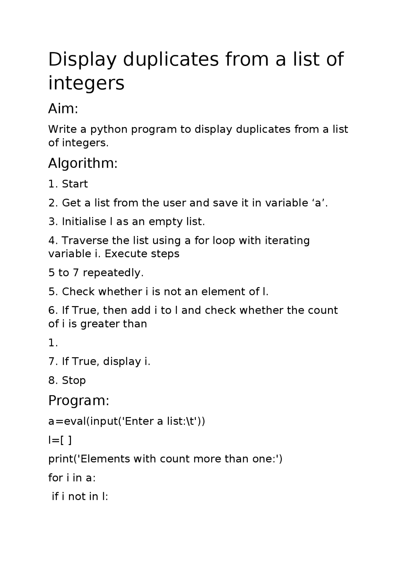 Python program to display duplicates from a list of integers ...