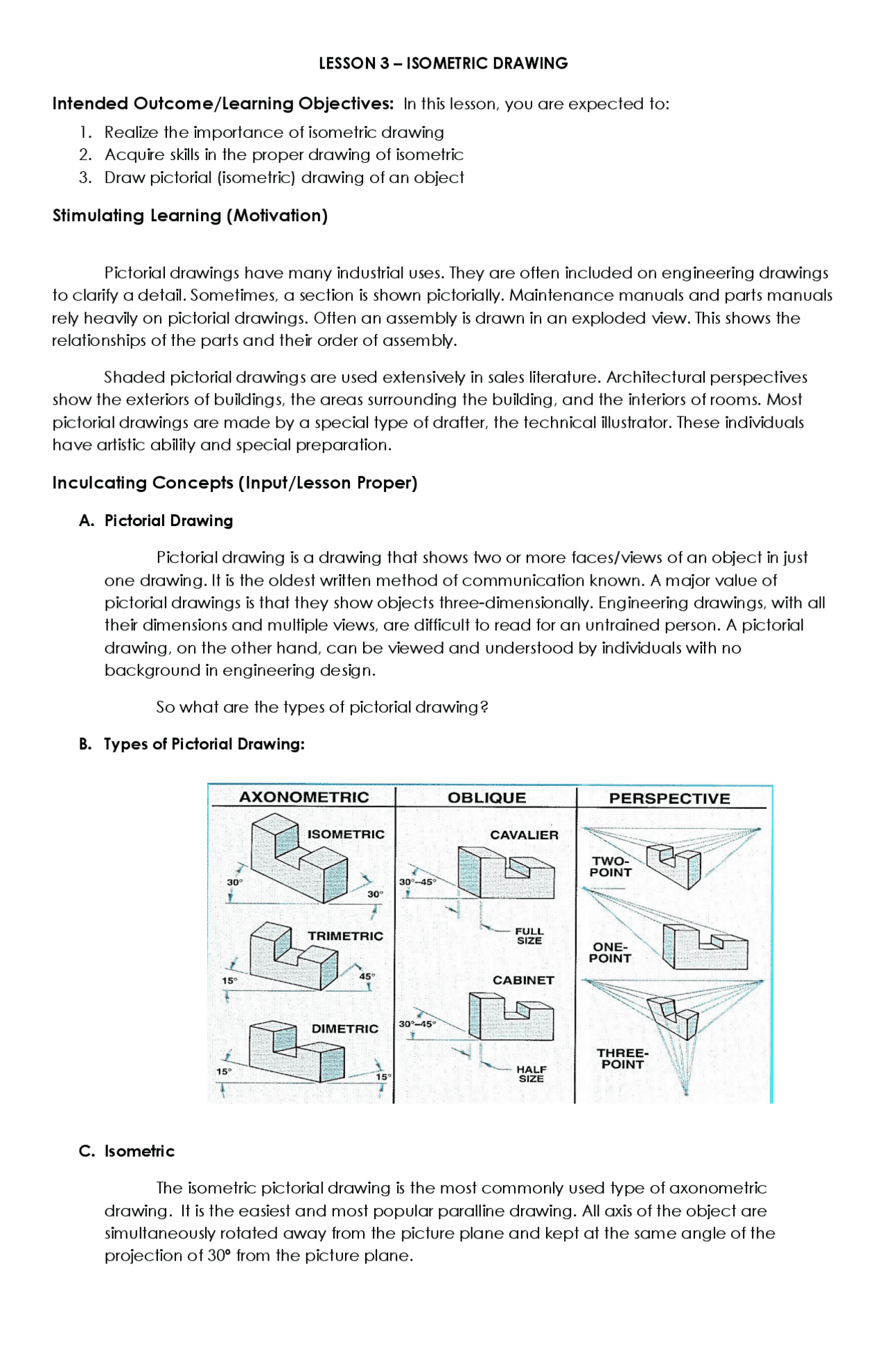 Iso Drawing Note Isometric drawing overview | Study notes Technical Drawing | Docsity