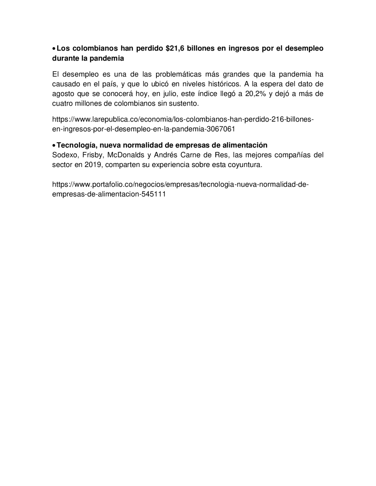 Impacto económico del desempleo en Colombia durante la pandemia - Prof ...