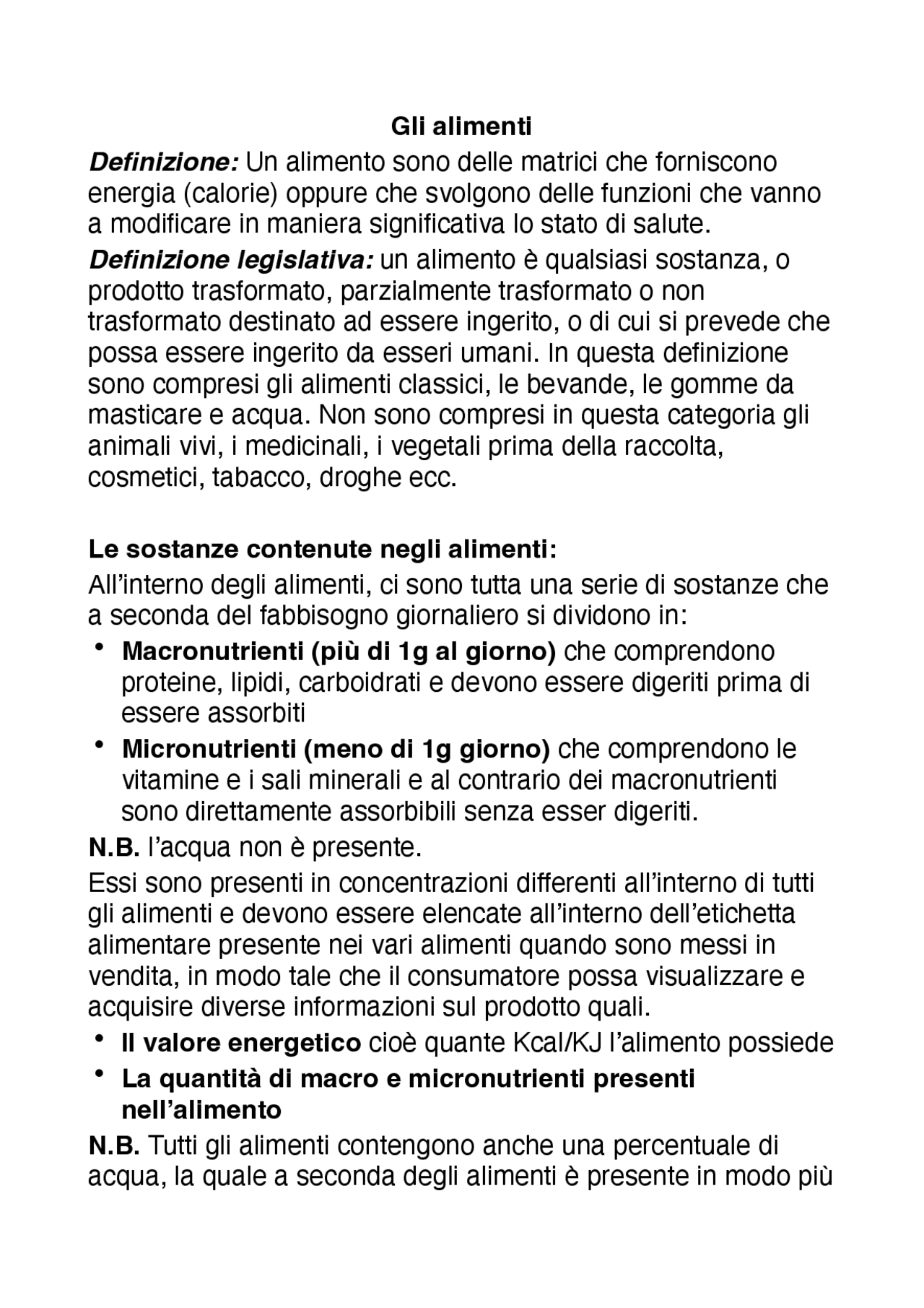 GLI ALIMENTI CHIMICA DEGLI ALIEMENTI Appunti di Chimica degli