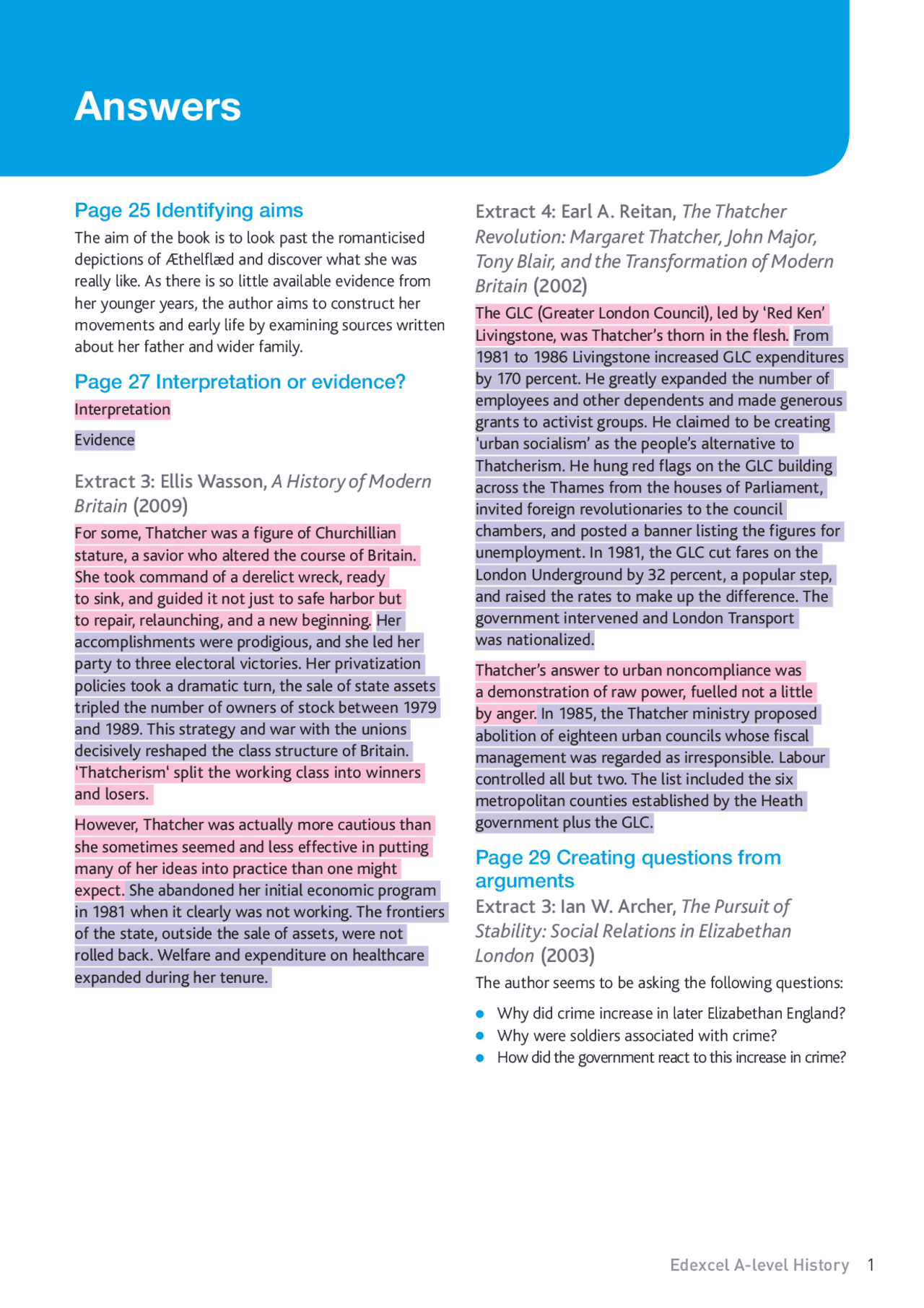 Interpretation and Evidence in History | Exercises History | Docsity
