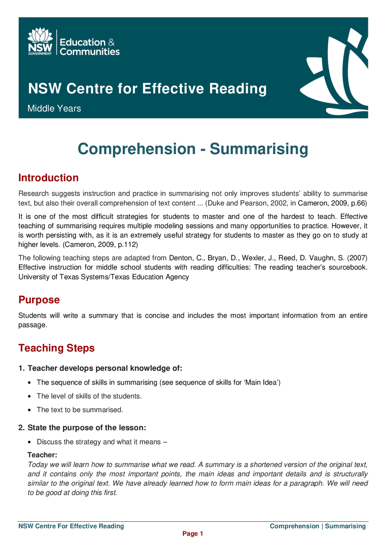 Comprehensive Read Teaching Summarising for Effective Reading Comprehension | Exams ...