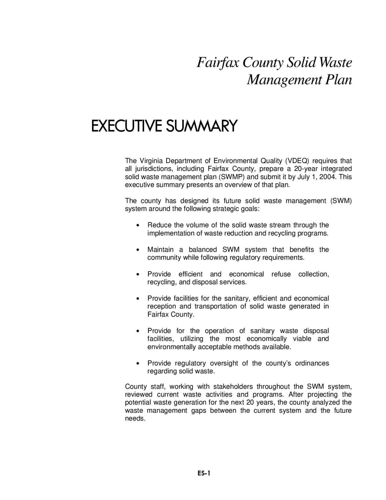 Fairfax County Solid Waste Management Plan | Lecture notes Waste ...