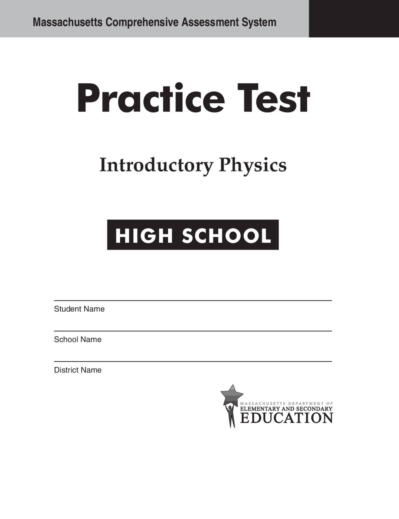 Mass Test Practice Pattern Massachusetts Comprehensive Assessment System Practice Test ...