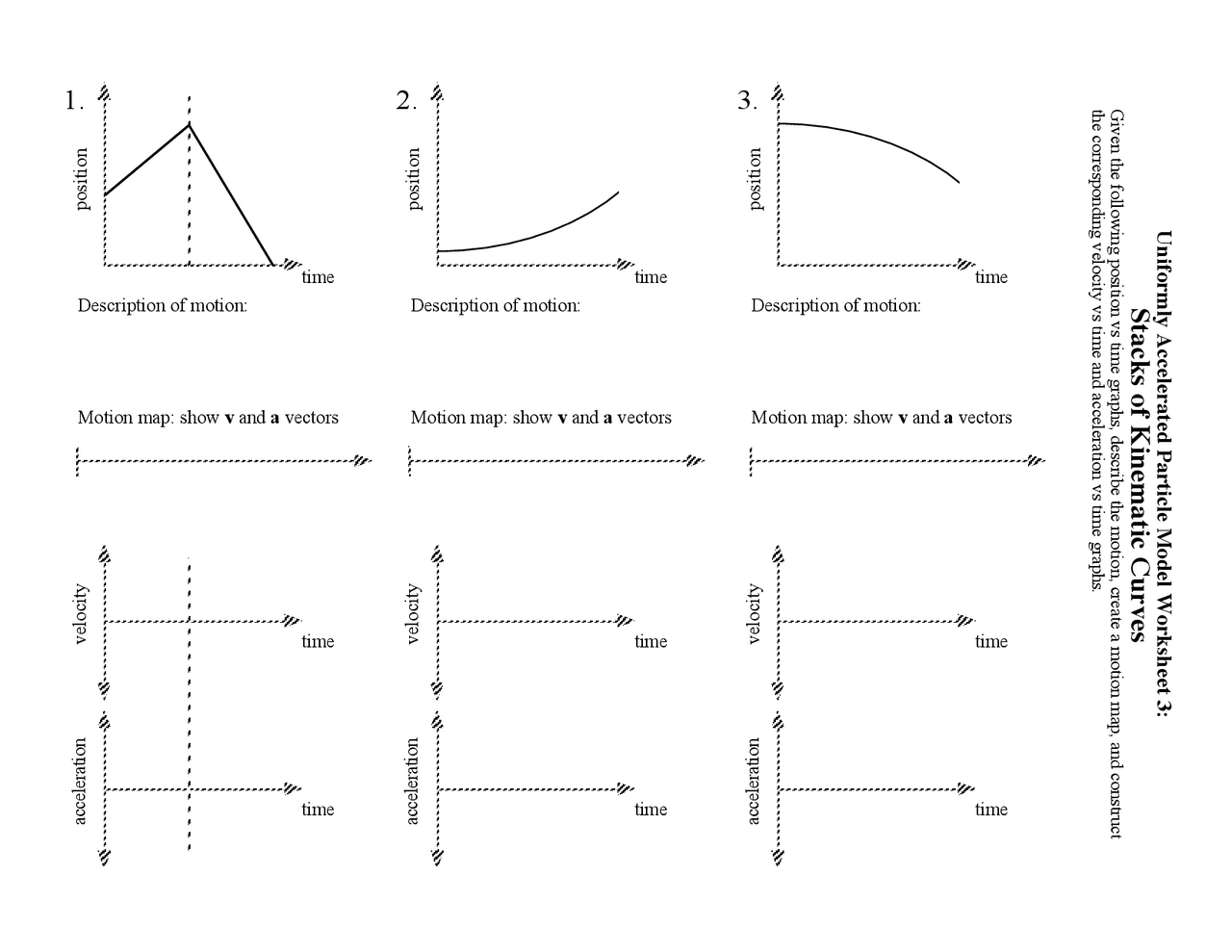 Uniformly Accelerated Particle Model Worksheet 3: Stacks of Kinematic  Curves | Exams Kinematics | Docsity