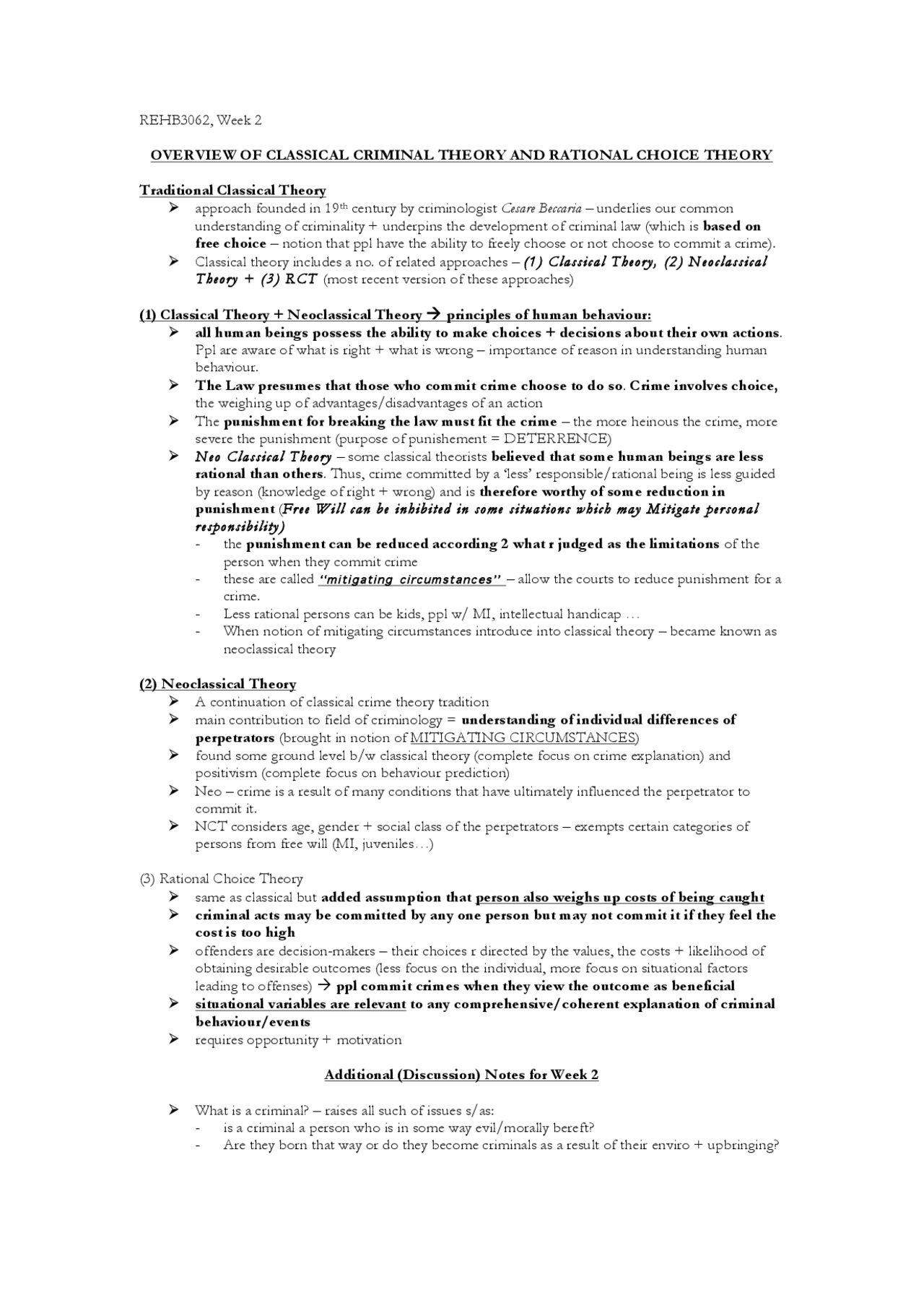 Overview of classical criminal theory and rational choice theory ...