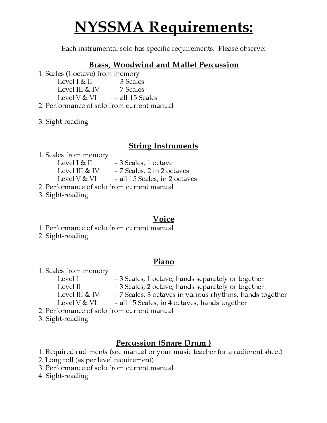 NYSSMA Requirements Lecture notes Piano Docsity