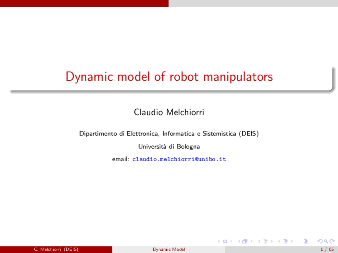 Dynamic model of robot manipulators | Lecture notes Introduction to ...