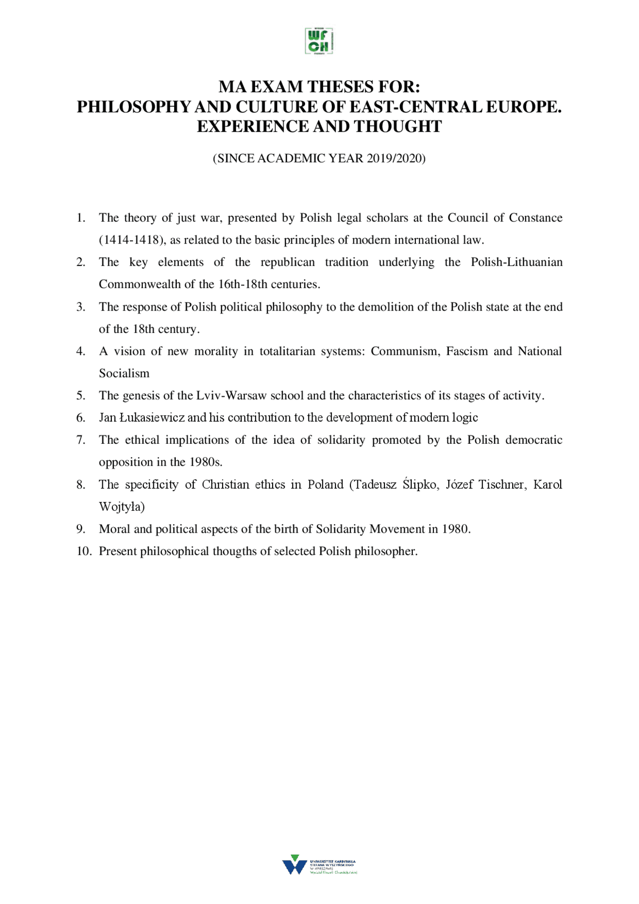 MA Exam Theses for Philosophy and Culture of East-Central Europe ...