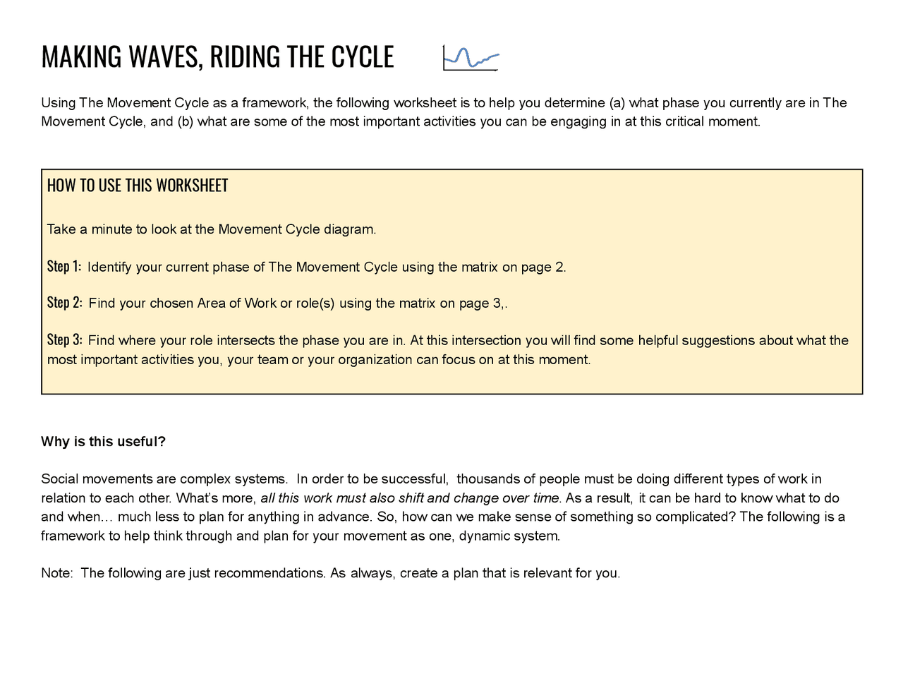 Movement Cycle Worksheet | Summaries Political Sociology | Docsity