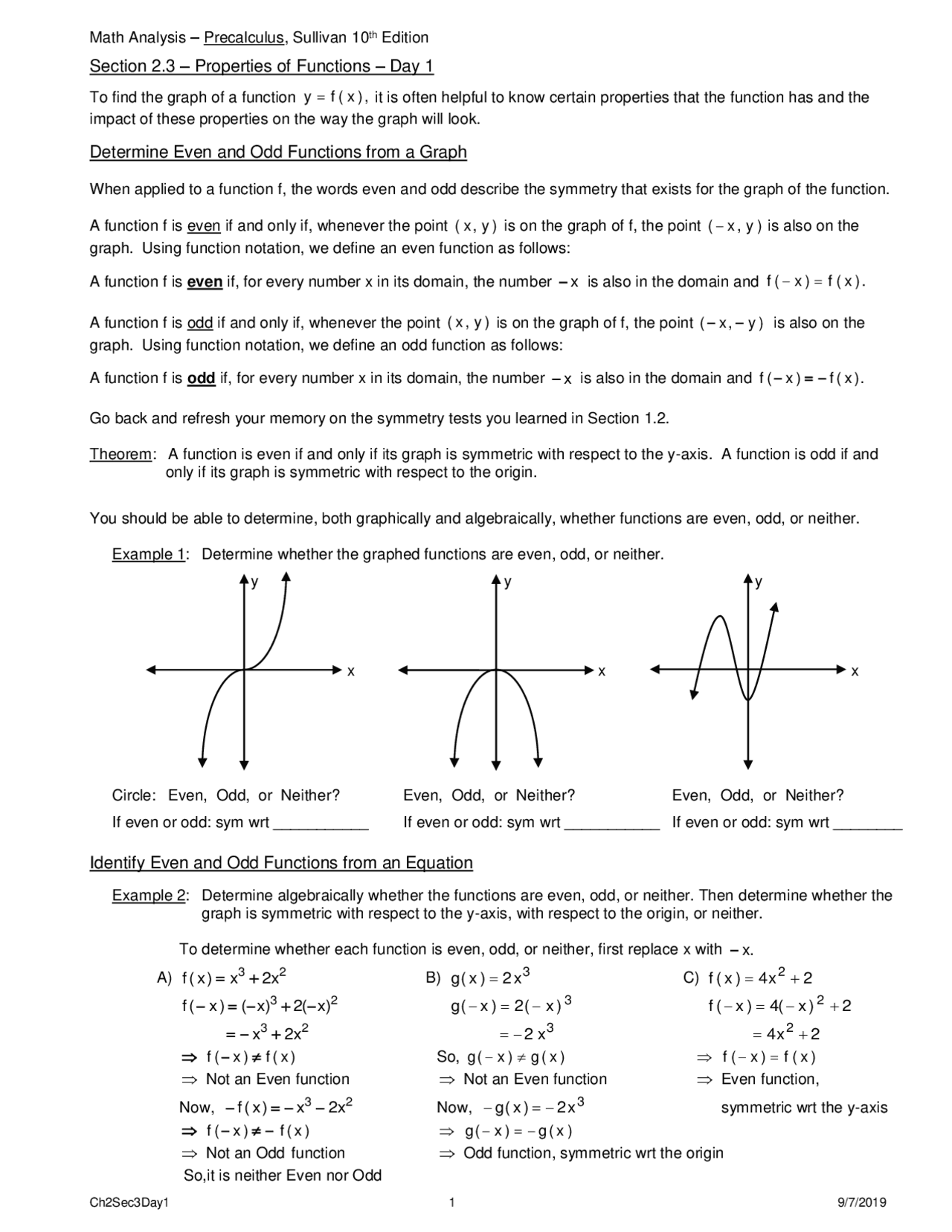 Properties of Functions | Lecture notes Calculus | Docsity