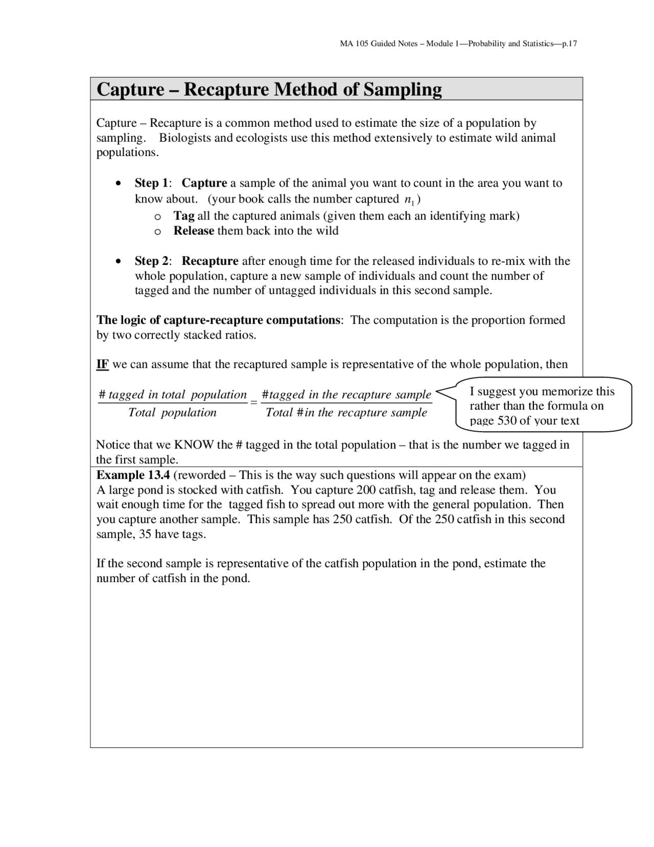 Capture – Recapture Method of Sampling | Exercises Probability and ...
