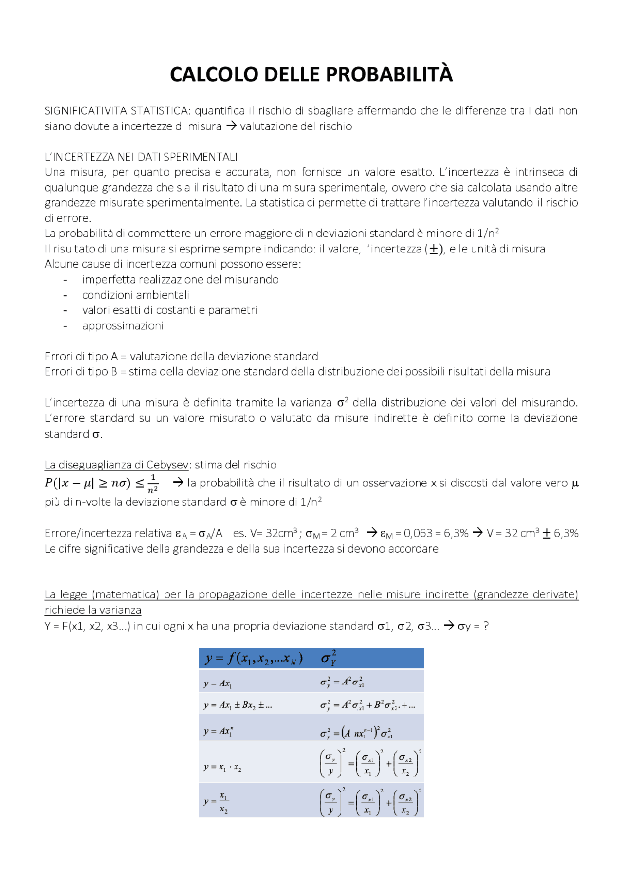 CALCOLO DELLE PROBABILITÁ E FORMULE | Appunti di Statistica Descrittiva ...