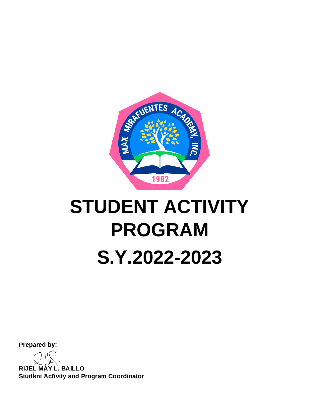 Student Activity Program | Schemes and Mind Maps Computer science | Docsity
