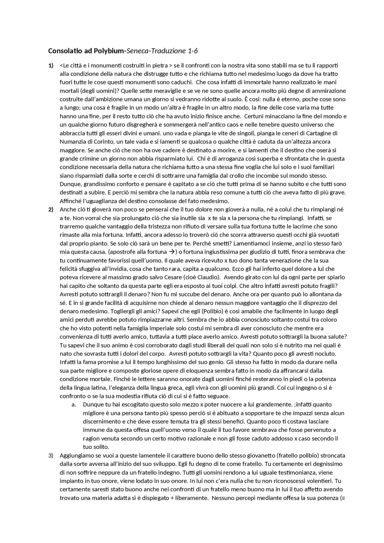 Consolatio ad Polybium, SenecaTRADUZIONE 16 Traduzioni di Lingua