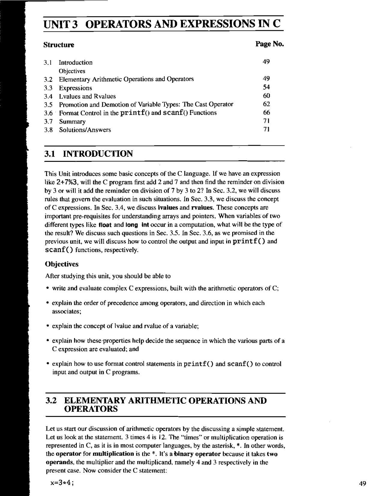 Operators and Expressions In C | Study notes C programming | Docsity