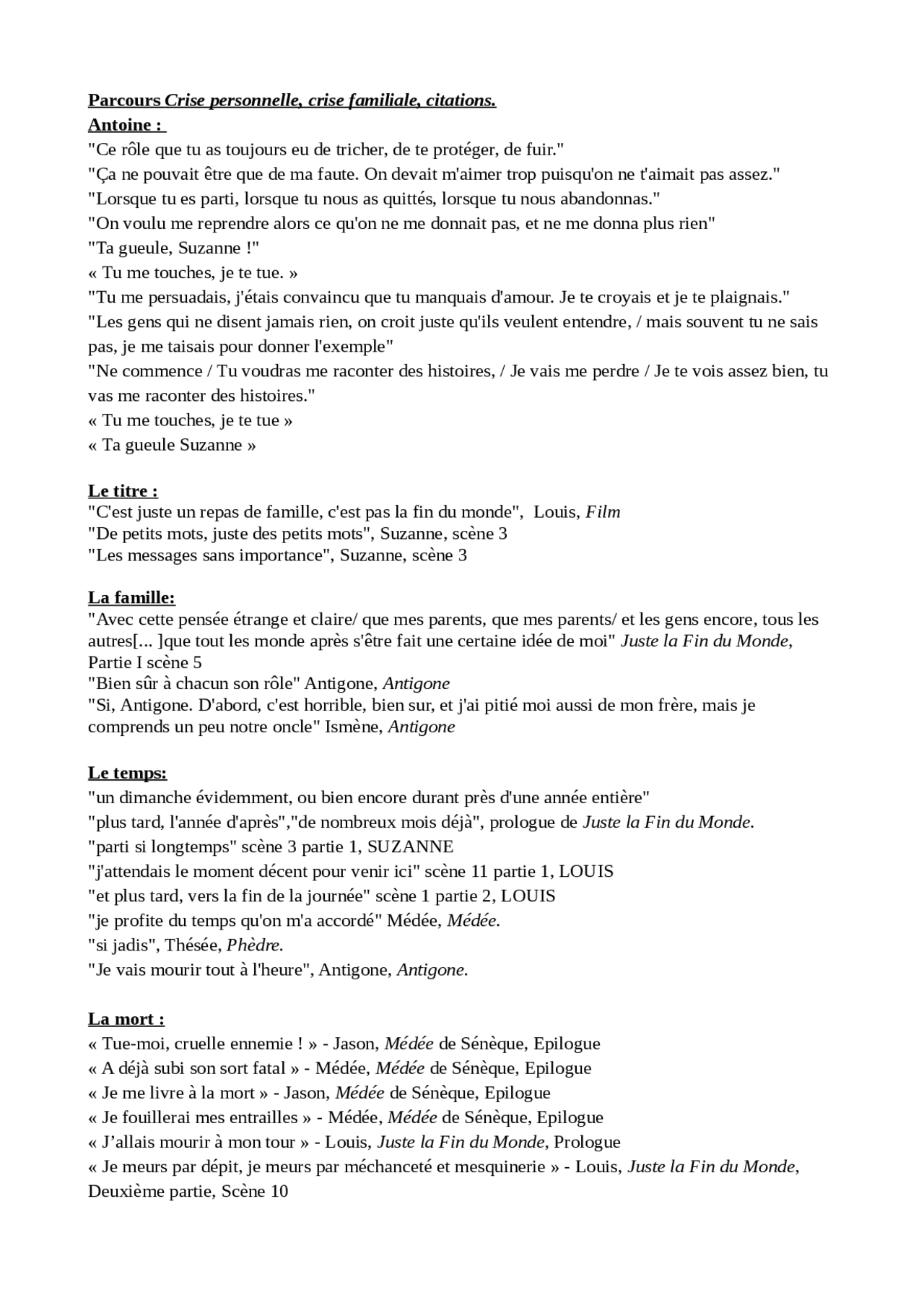 Citations dans Juste la fin du monde Dissertation Français Docsity Citations dans Juste la fin du monde Dissertation Français Docsity