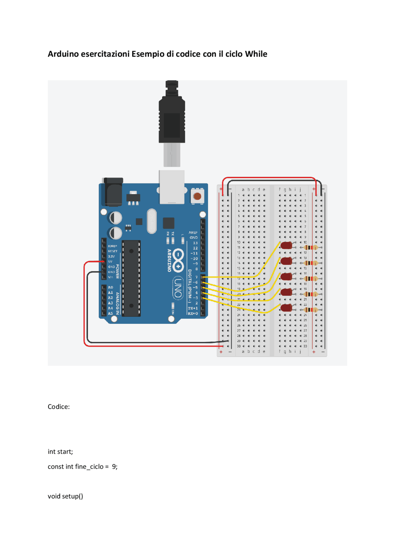 Esercitazioni Arduino Ciclo While | Dispense di Informatica | Docsity