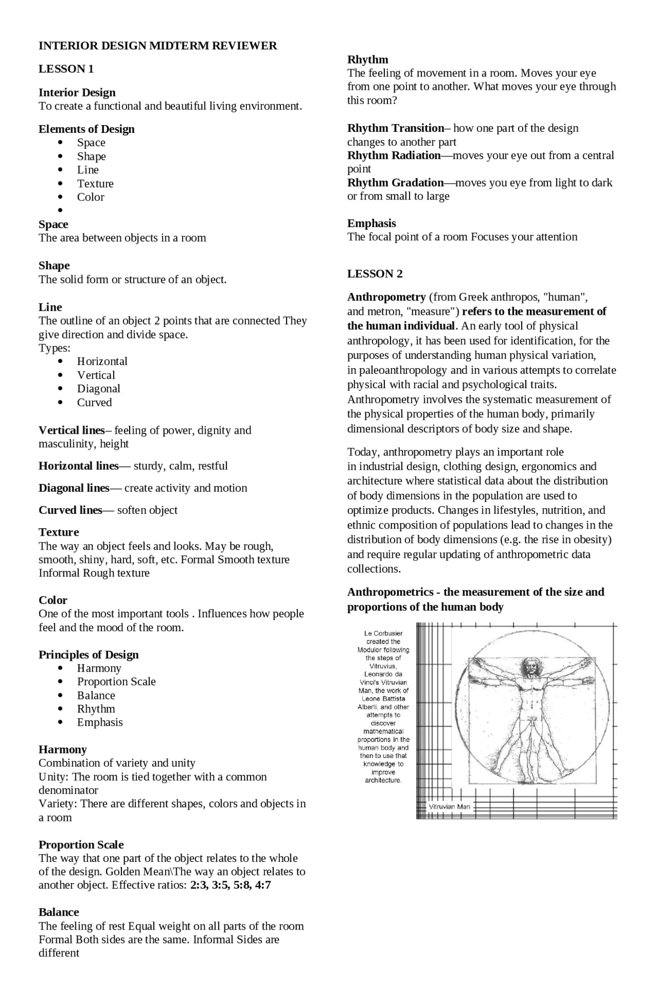 Interior design reviewer (anthropometry) | Summaries Interior Design ...