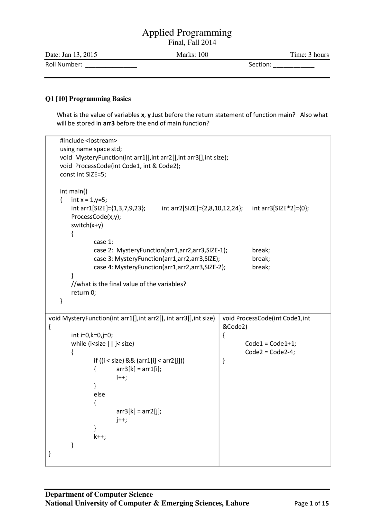 Advanced Programming Final Exam | Exams Programming Languages | Docsity