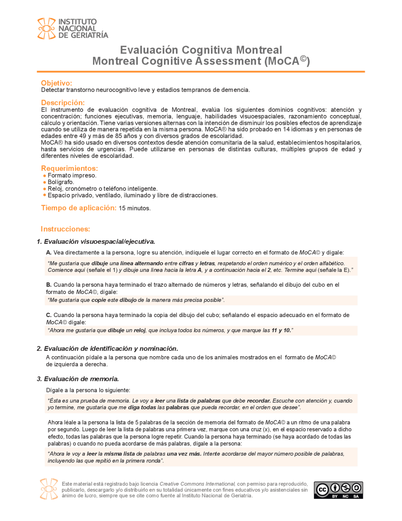 TEST DE EVALUACION COGNITIVA MOCA | Guías, Proyectos, Investigaciones ...
