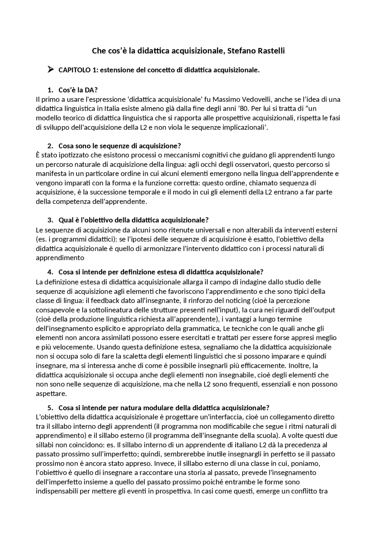 Cos'è la didattica acquisizionale Appunti di Linguistica Docsity