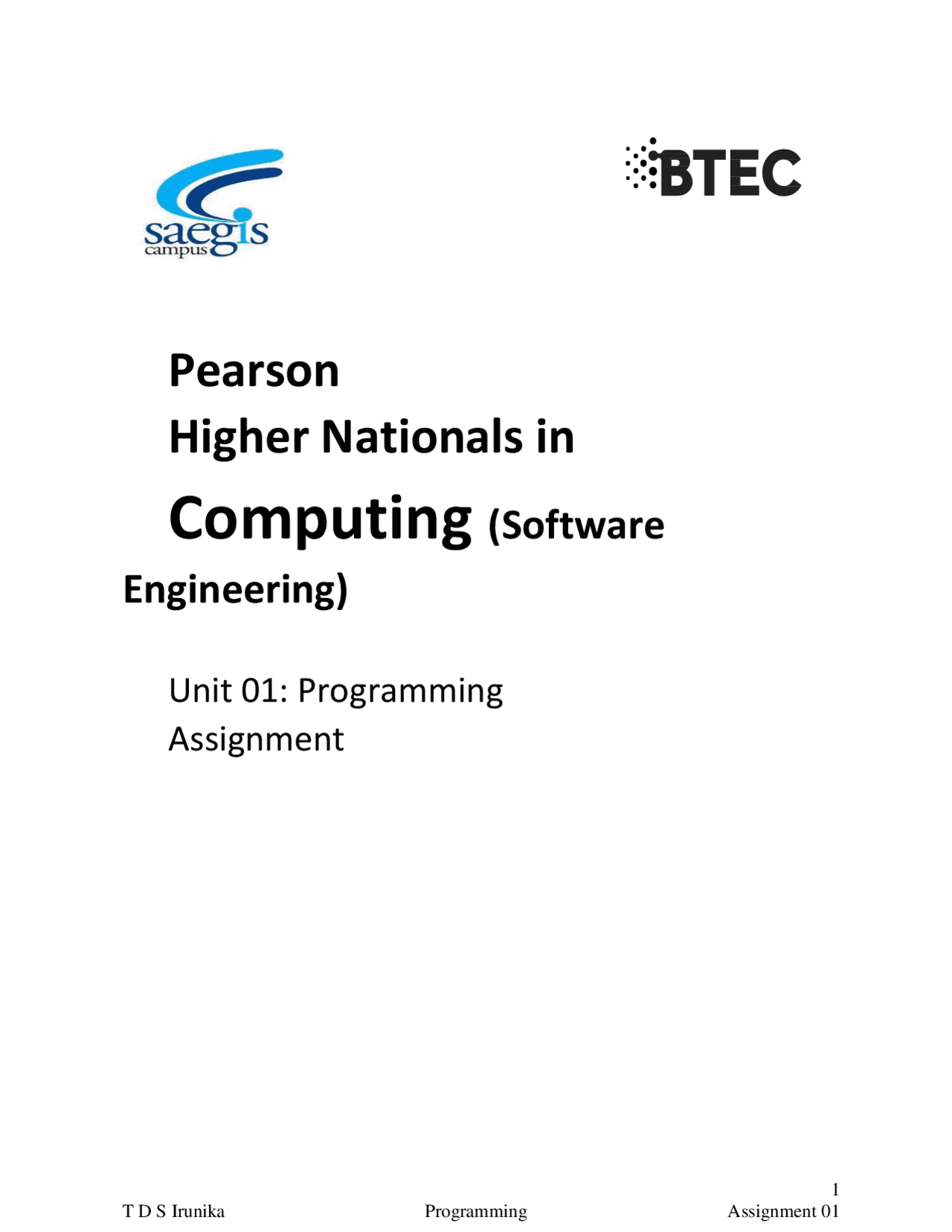 Pearson BTEC HND in Computer Science - Programming assignment | Study ...