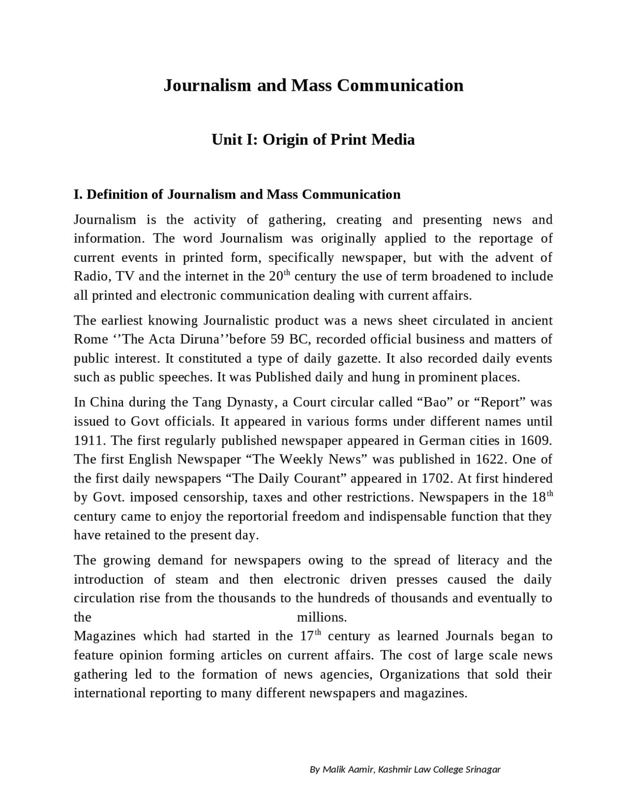Introduction to Journalism and mass communication | Study notes ...