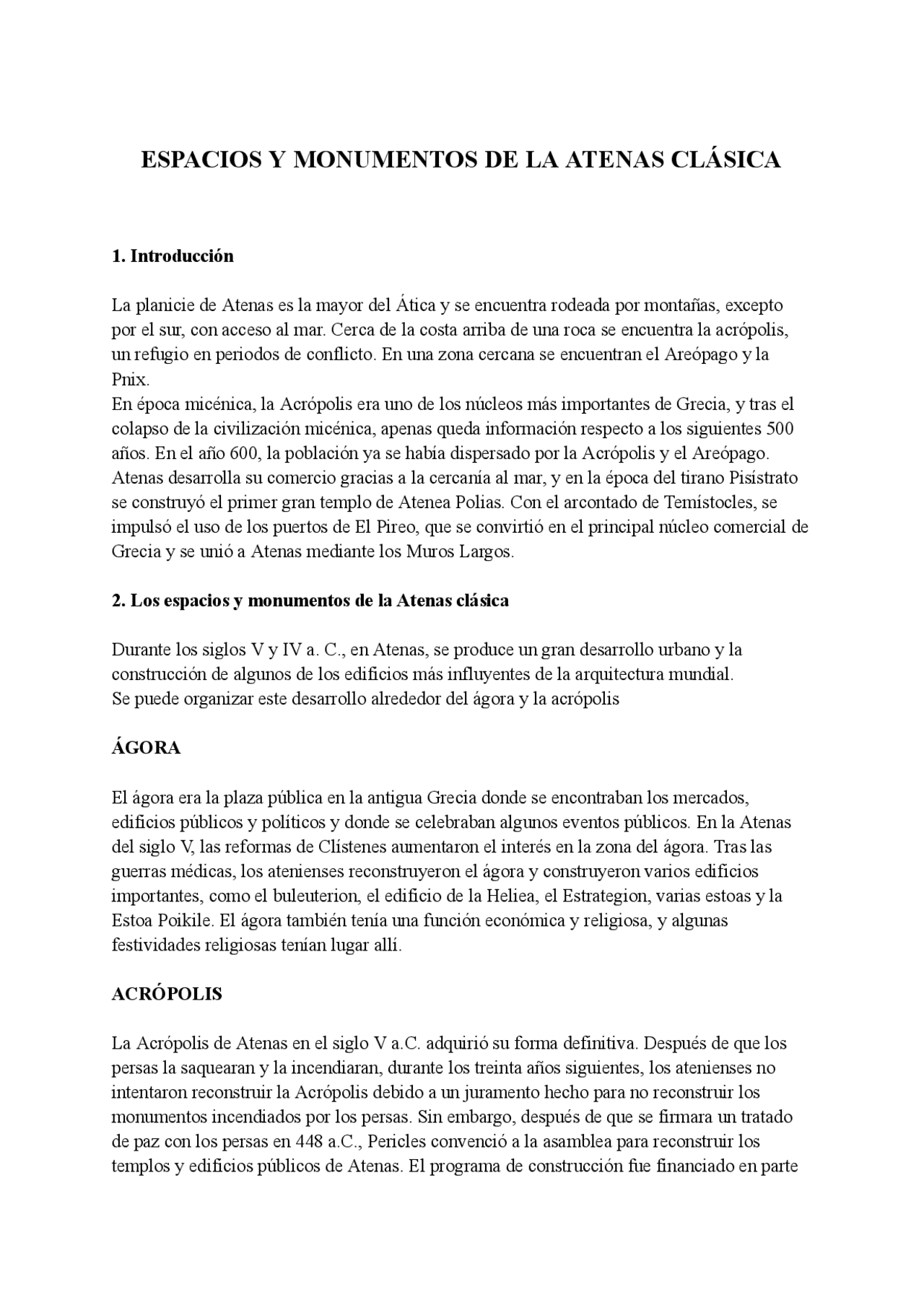ESPACIOS Y MONUMENTOS DE LA ATENAS CLASICA (TEMA DE GRIEGO SELECTIVIDAD ...