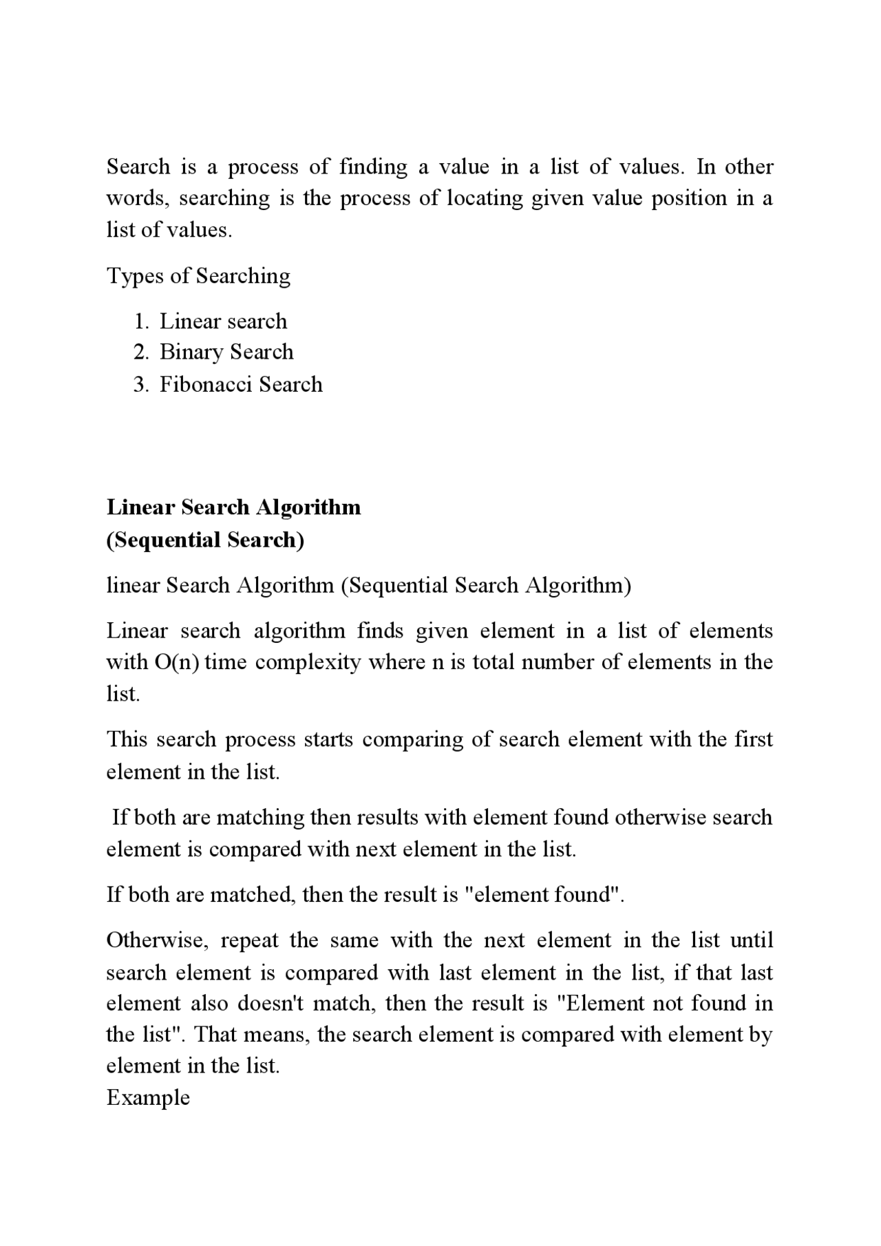 Searching Algorithms | Study notes Computer Science | Docsity