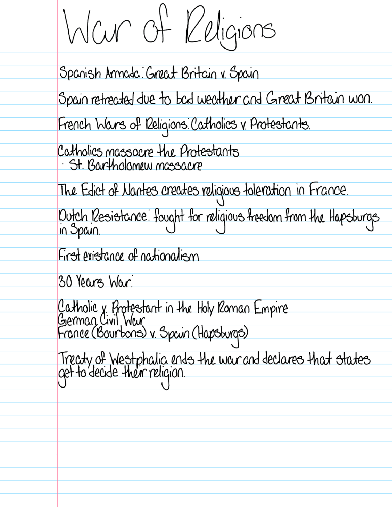 AP European History - Wars of Religions Notes | Lecture notes History ...