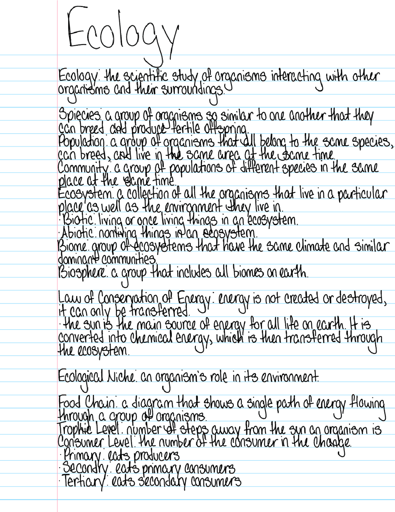 Ecology Hand Notes Biology 1 - Ecology Notes | Lecture notes Biology | Docsity