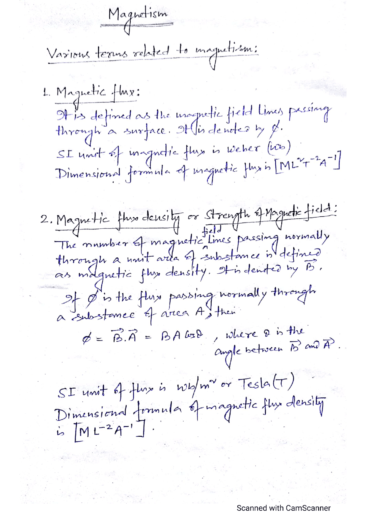 Magnetism full chapter notes | Lecture notes Physics | Docsity