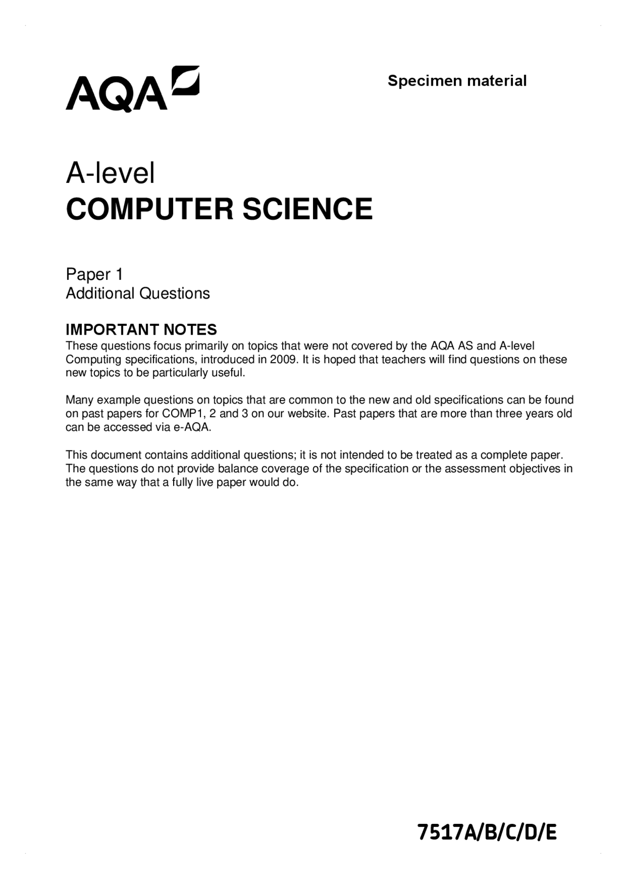 AQA A - LEVEL COMPUTER SCIENCE PAPER 2023 | Exams Computer Science ...