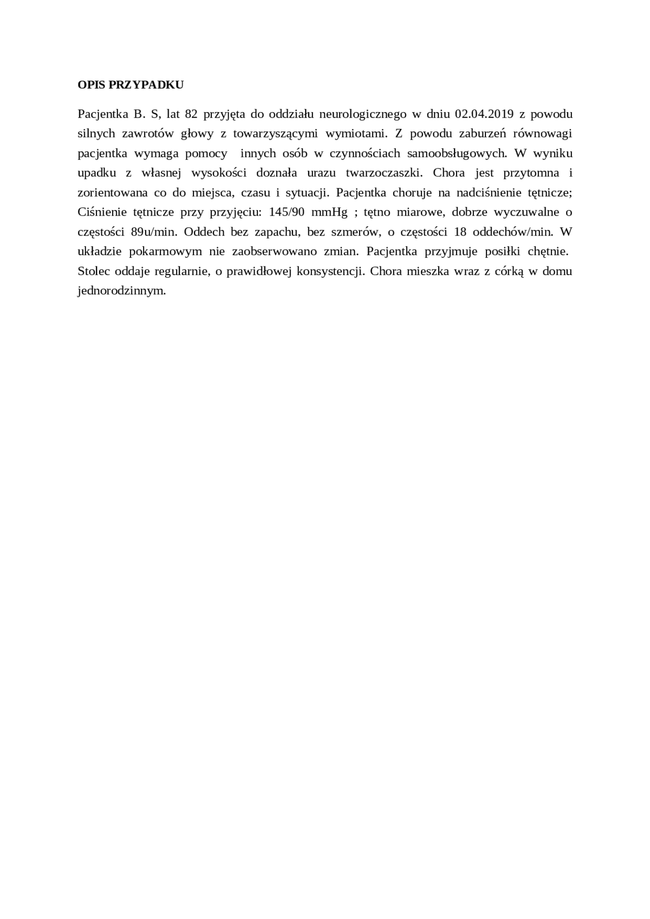 Proces pielęgnowania pacjenta na oddziale neurologicznym | Publikacje