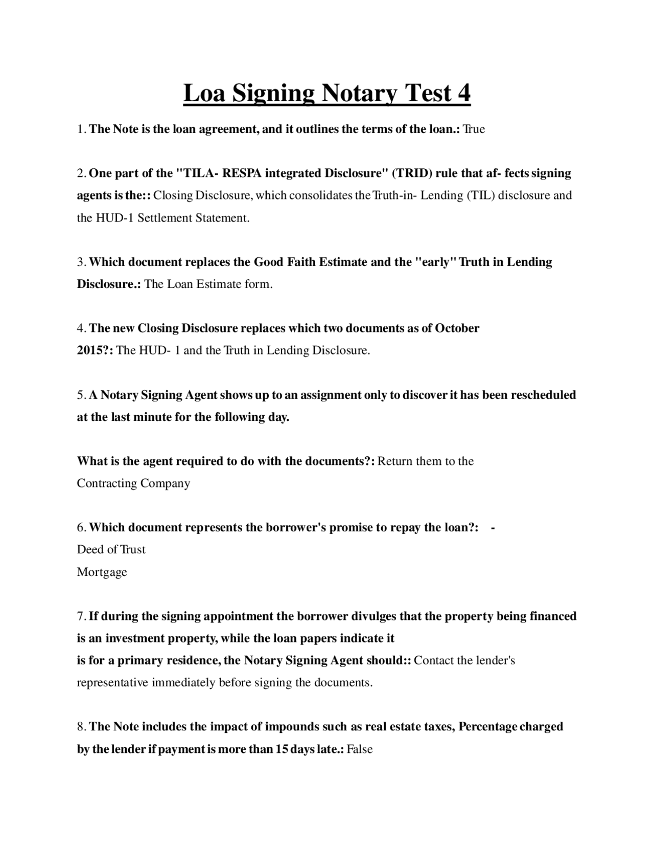 Loa Signing Notary Test 4 Exams Law Docsity