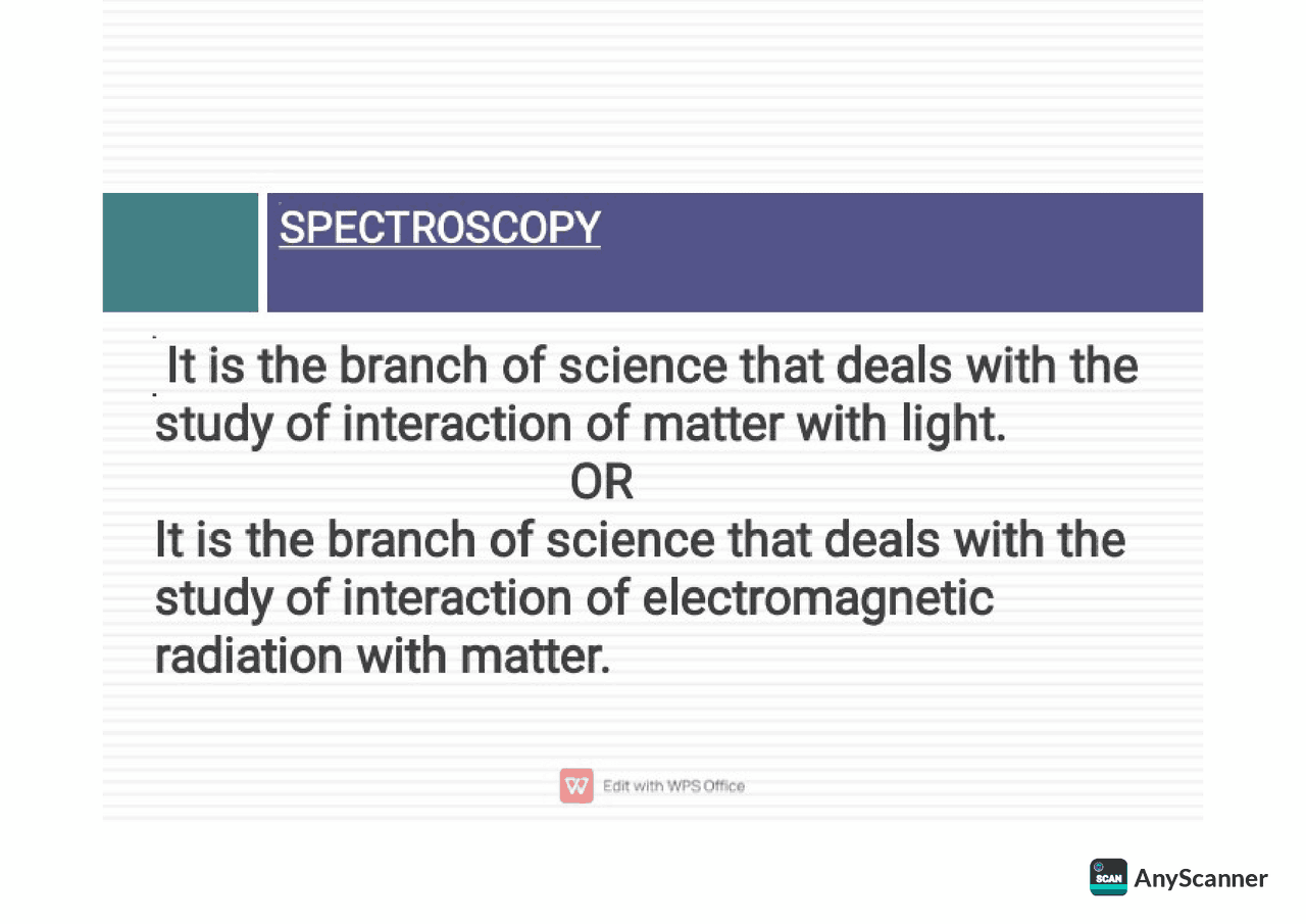 Spectroscopy and it's types | Lecture notes Engineering Chemistry | Docsity