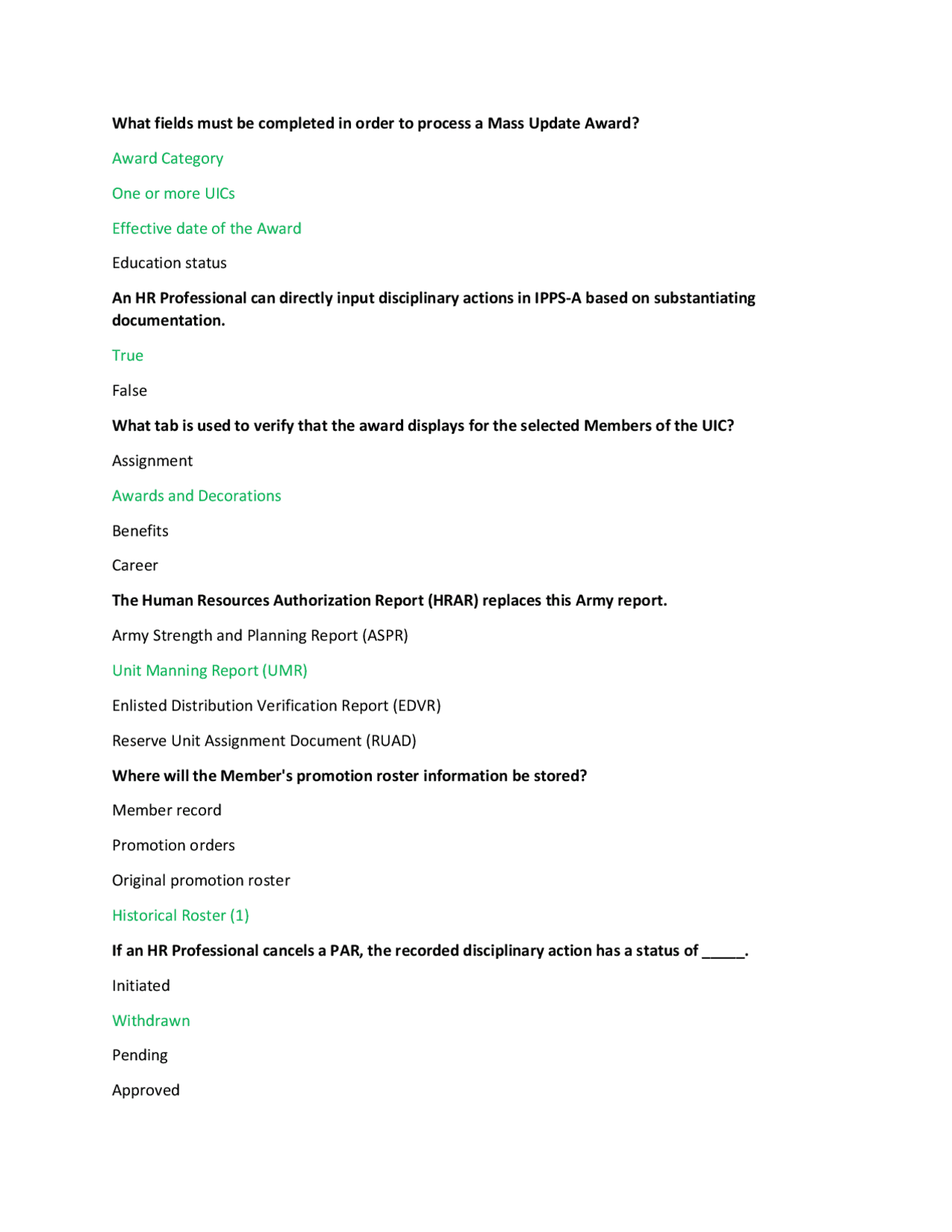 IPPSA Exam Questions and verified Answers 2023 Exams Human Resource