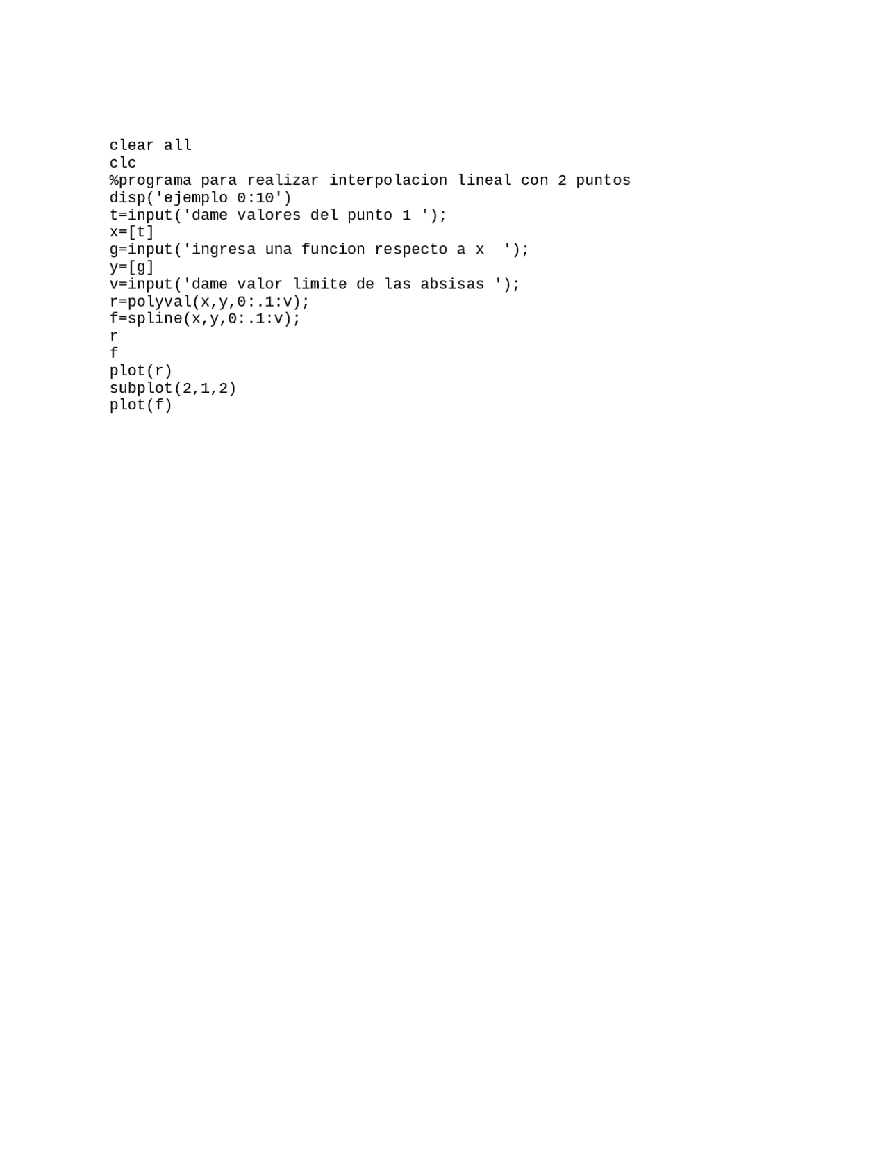 PROGRAMMING CODE FOR NUMERICAL METHODS (LINEAR INTERPOLATION) | Apuntes ...