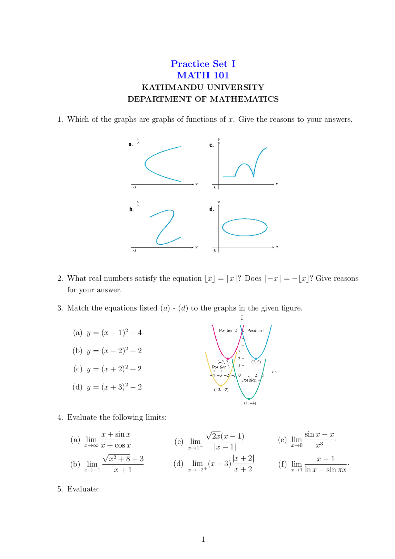 Math Practice Set 3 for 1st year students | Exercises Agricultural ...