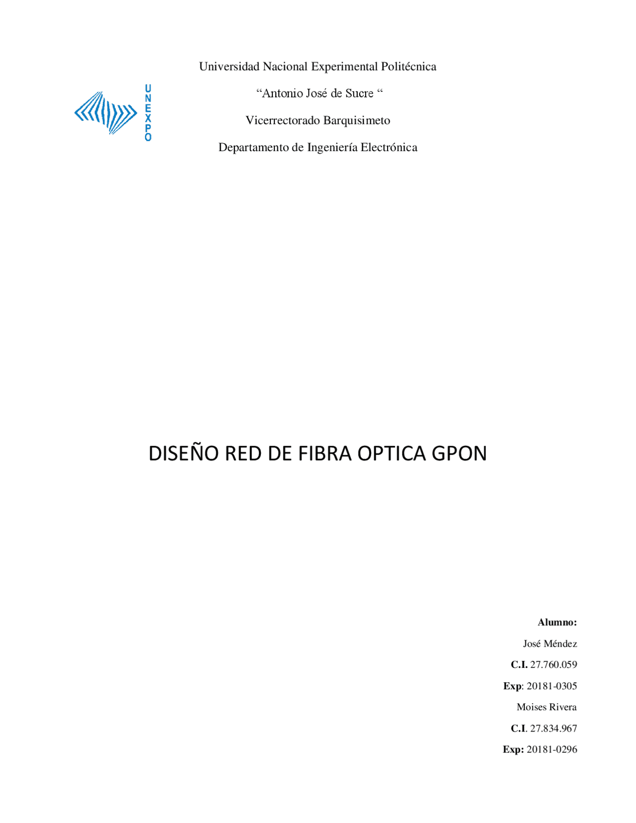 Diseño para Fibra Optica GPOM | Lecture notes of Communication | Docsity