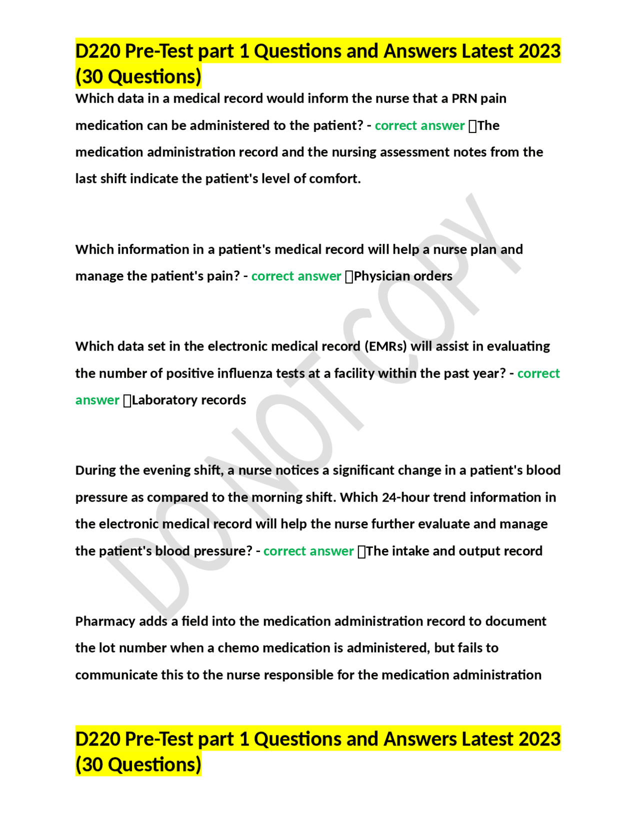 Healthcare Informatics Pre-Test: 30 Multiple Choice Questions and ...