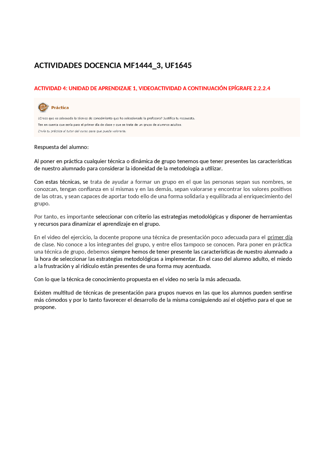 ACTIVIDADES CURSO DOCENCIA de la formacion profesional para el empleo ...