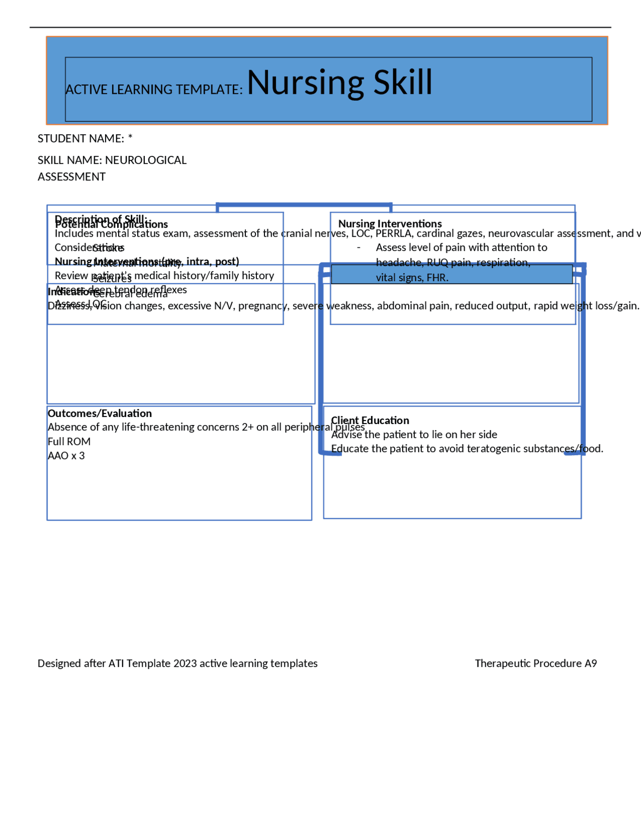 ATI NURSING SKILL EDITABLE TEMPLATE NEUROLOGICAL ASSESSMENT Exams ATI NURSING SKILL EDITABLE TEMPLATE NEUROLOGICAL ASSESSMENT Exams