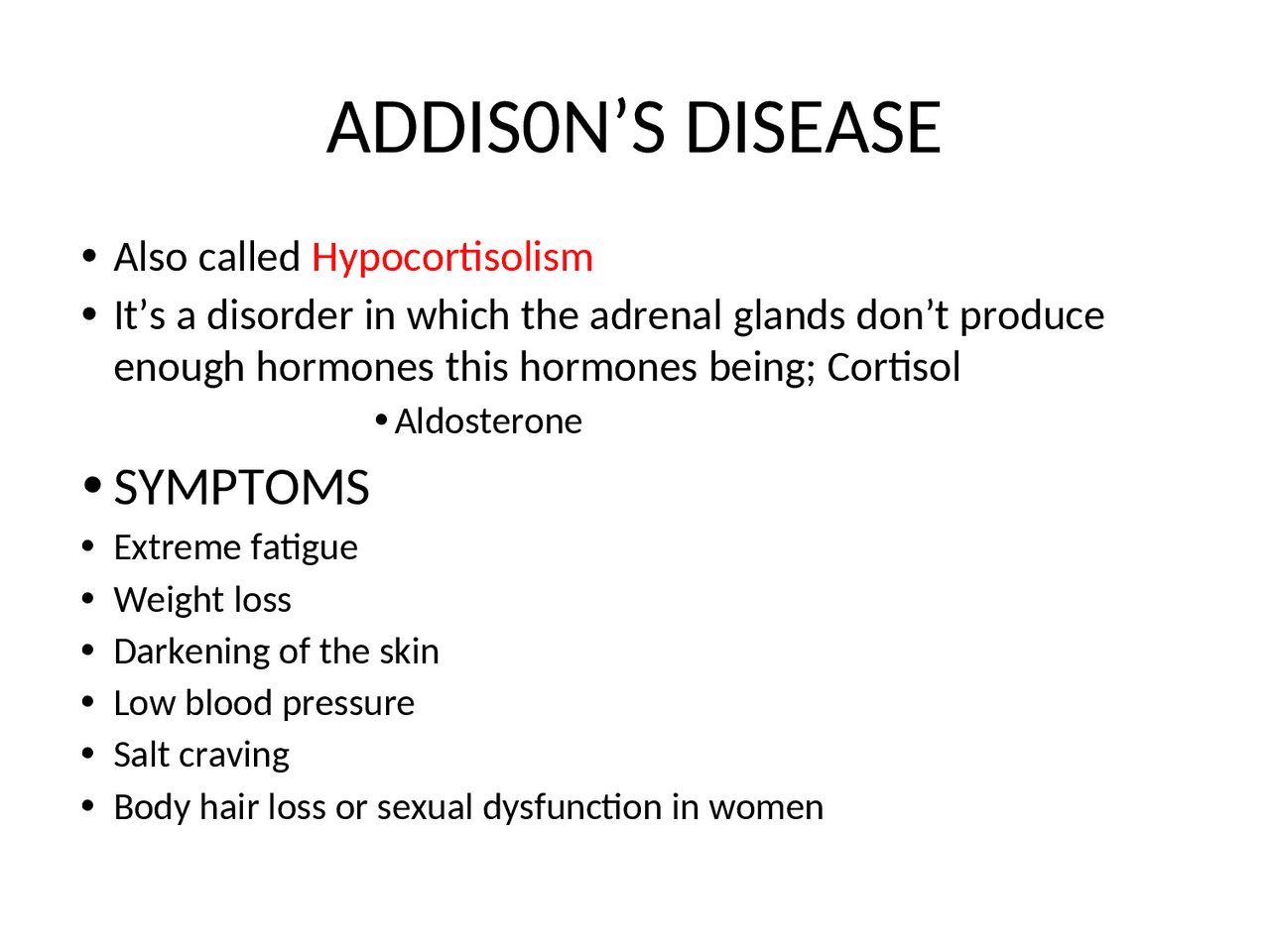 Addison disease pptx document 2023 | Study notes Nursing | Docsity