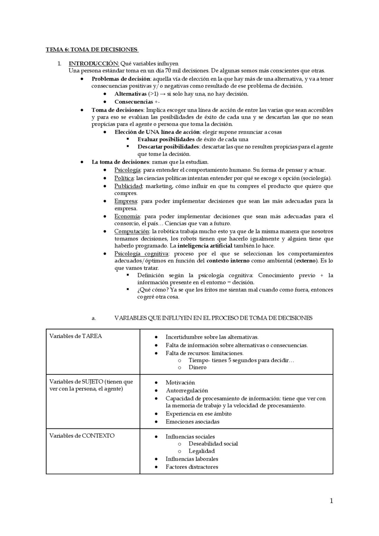 Temas 6 y 7 de la Toma de Decisiones | Apuntes de Toma de Decisiones ...
