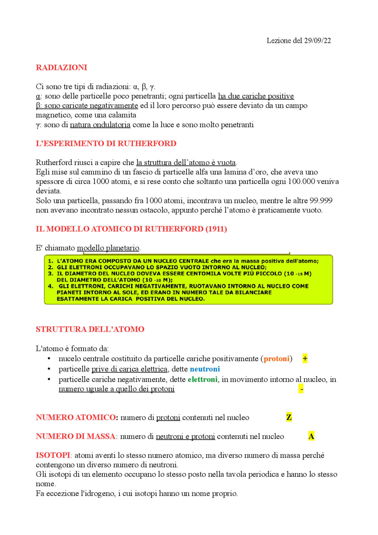 RADIAZIONI, ATOMO, ESPERIMENTO DI RUTHERFORD, MODELLO DI RUTHERFORD ...
